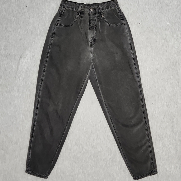 Vintage Brittania Gray Black Denim High Rise Baggy Tapered Leg "Mom" Jeans - Picture 7 of 17